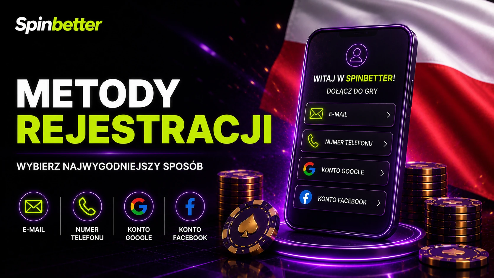 Cztery sposoby zakładania konta w kasynie SpinBetter